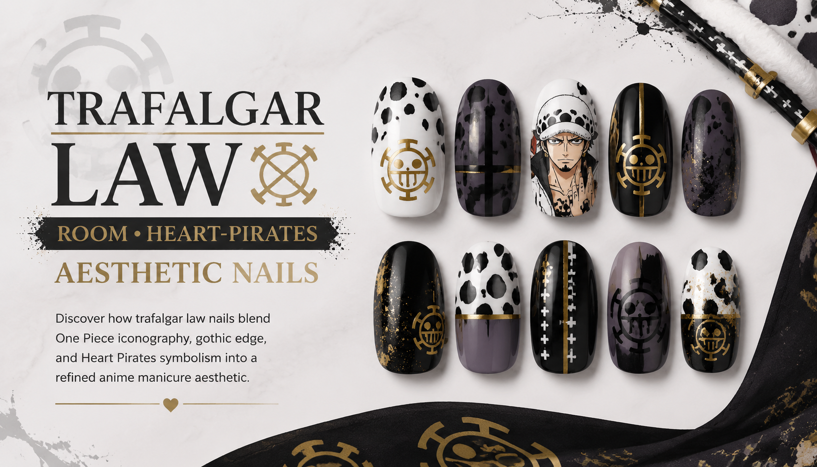 Trafalgar Law Room Heart-Pirates Aesthetic Nails